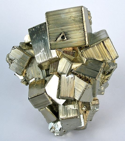 Metallic brassy pyrite crystals